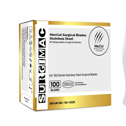 SurgiMac | #25 Sterile Stainless Steel Surgical Scalpel Blade | MacCut by SurgiMac | Box of 100 | MC-10-1225