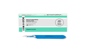 #15C Sterile Stainless Steel Surgical Scalpel Blade with Plastic Handle | MacCut by SurgiMac | Box of 10 10-4115C