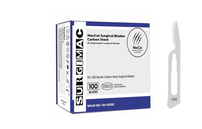 #15C Sterile Carbon Steel Surgical Scalpel Blade | MacCut by SurgiMac | Box of 100 MC-10-5215C
