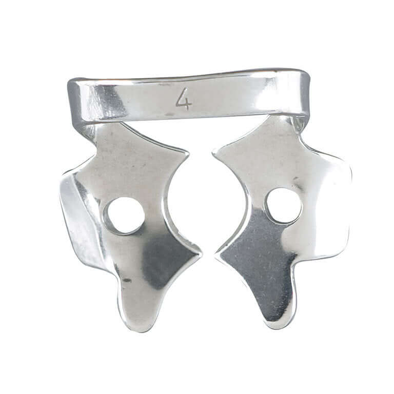 Miltex #4 Upper Molar Winged Metal Rubber Dam Clamp, Single Clamp | SurgiMac Dental Supply