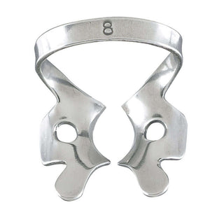 Miltex #8 Upper Molar Winged Metal Rubber Dam Clamp, Single Clamp | SurgiMac Dental Supply