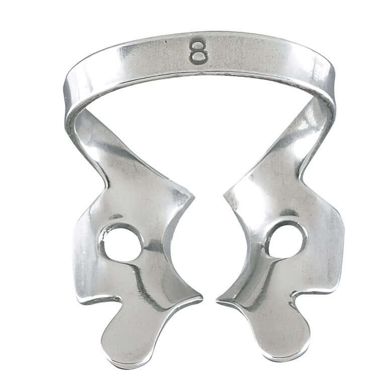 Miltex #8 Upper Molar Winged Metal Rubber Dam Clamp, Single Clamp | SurgiMac Dental Supply