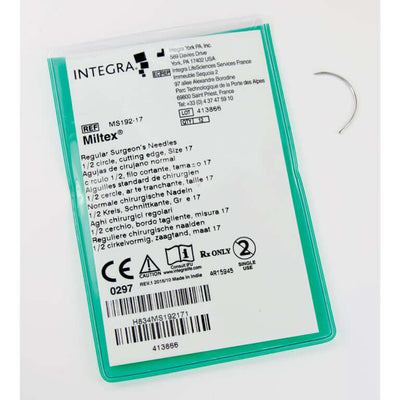 Miltex #17, 1/2 circle, regular surgeon's suture needle, package of 12 needles