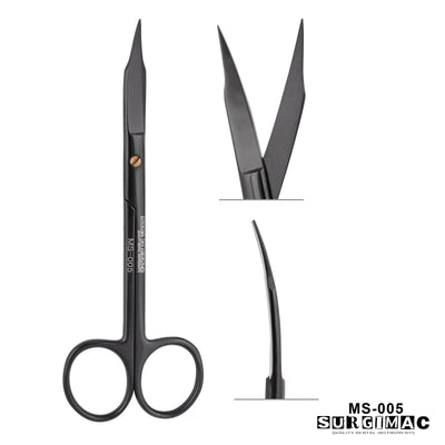 SurgiMac 13.5cm Goldman-Fox Scissors, Curved, Super-Cut, Stainless Steel, Black Series, 1/Pk