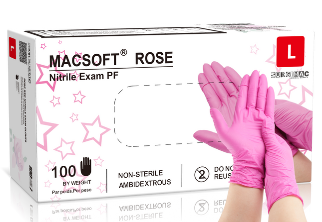 MacSoft Nitrile Exam Gloves Rose Red