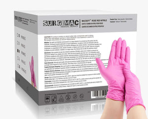 SurgiMac Nitrile Exam Glove, Chemo Tested, Rose Pink, MacSoft, 100/Box | SurgiMac Dental Supply