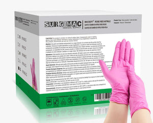 SurgiMac Nitrile Exam Glove, Chemo Tested, Rose Pink, MacSoft, 100/Box | SurgiMac Dental Supply