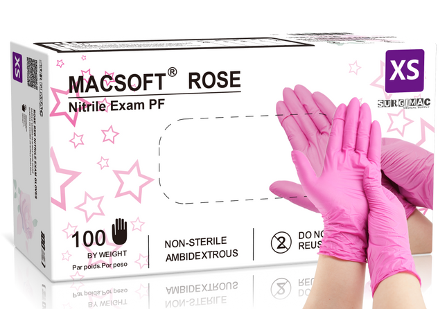 MacSoft Nitrile Exam Gloves Rose Red