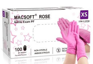 SurgiMac Nitrile Exam Glove, Chemo Tested, Rose Pink, MacSoft, 100/Box | SurgiMac Dental Supply