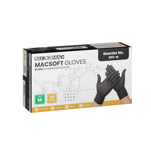 SurgiMac Nitrile Exam Glove, Chemo Tested, Black, MacSoft, 100/Box