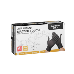 SurgiMac Nitrile Exam Glove, Chemo Tested, Black, MacSoft, 100/Box