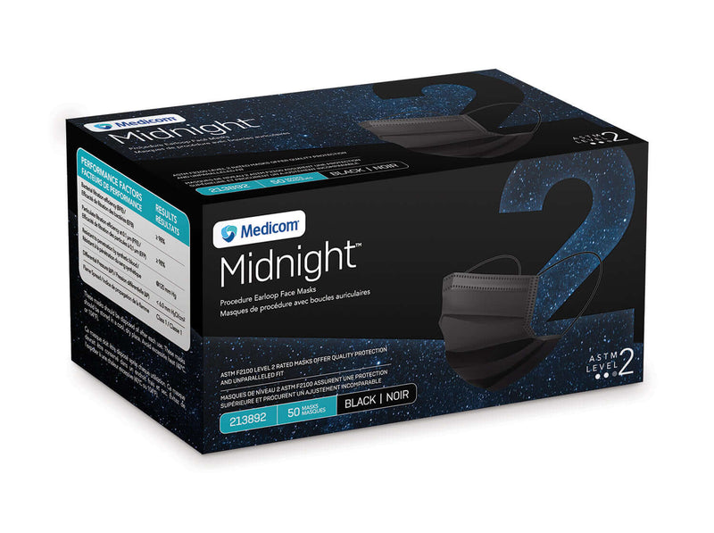 Proceedure Earloop Mask, Midnight, L2, 50/Bx, 10Bx/Cs 213892