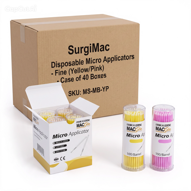 SurgiMac Disposable Micro Applicators Fine Assorted Colors 1.5mm (Yellow, Pink), MacSafe, 400/Box, 40box/Case