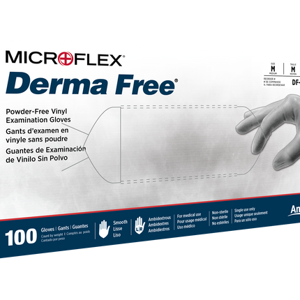 Ansell Microflex Derma Free Powder Free Vinyl Exam Gloves