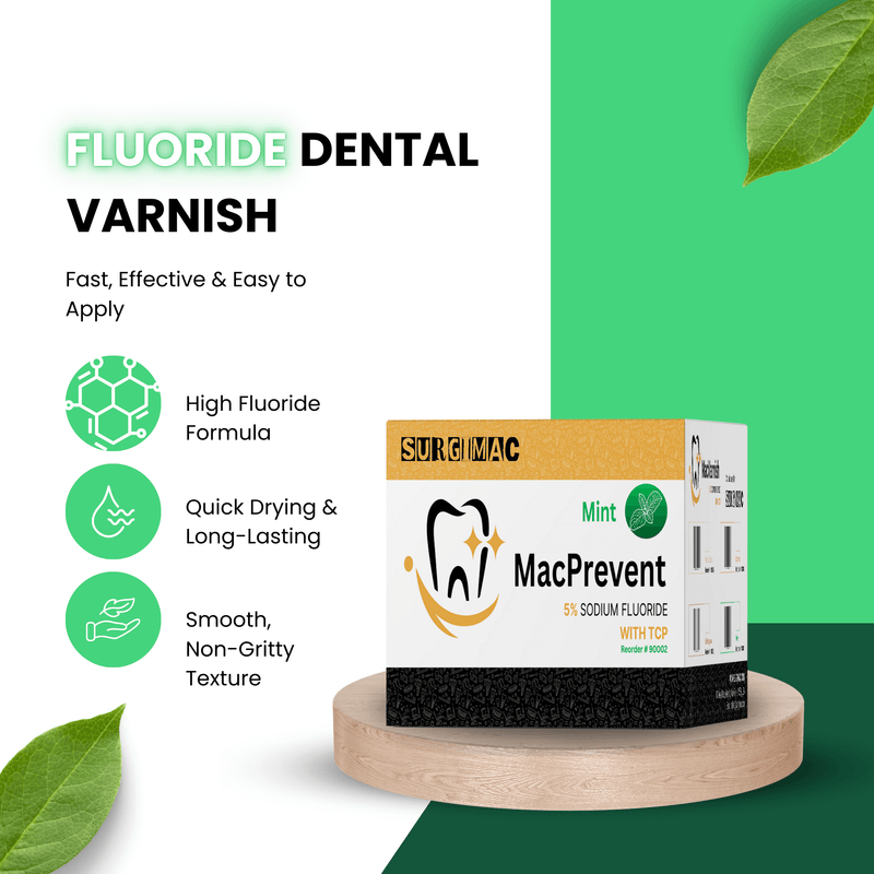 SurgiMac 5% Sodium Fluoride Varnish with TCP, Mint, 0.4ml unit, MacPrevent | SurgiMac Dental Supply