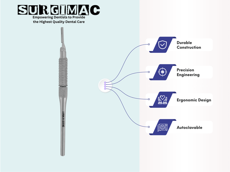 SurgiMac Movable Adjustable Scalpel Blade Handle, Stainless Steel, Pro Series, 1/Pk | SurgiMac Dental Supply