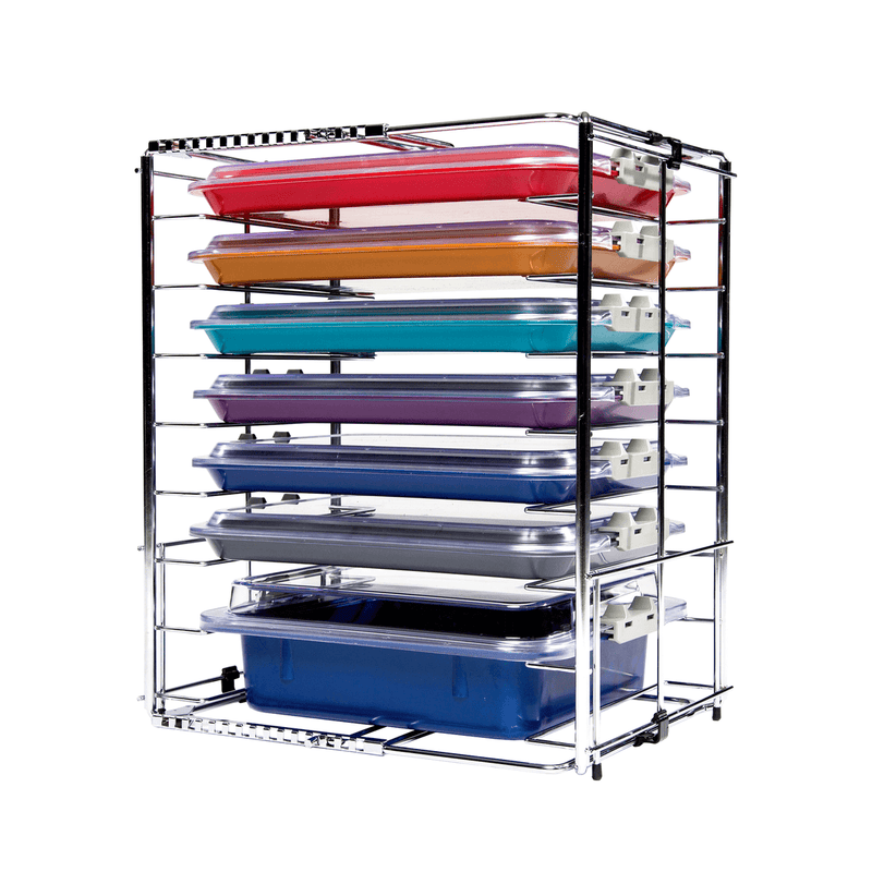 Multi-Mod 8-Place Rack, Can hold 8 trays or 4 tubs with covers, Adjustable | SurgiMac Dental Supply