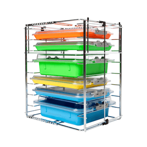 Multi-Mod 8-Place Rack, Can hold 8 trays or 4 tubs with covers, Adjustable | SurgiMac Dental Supply