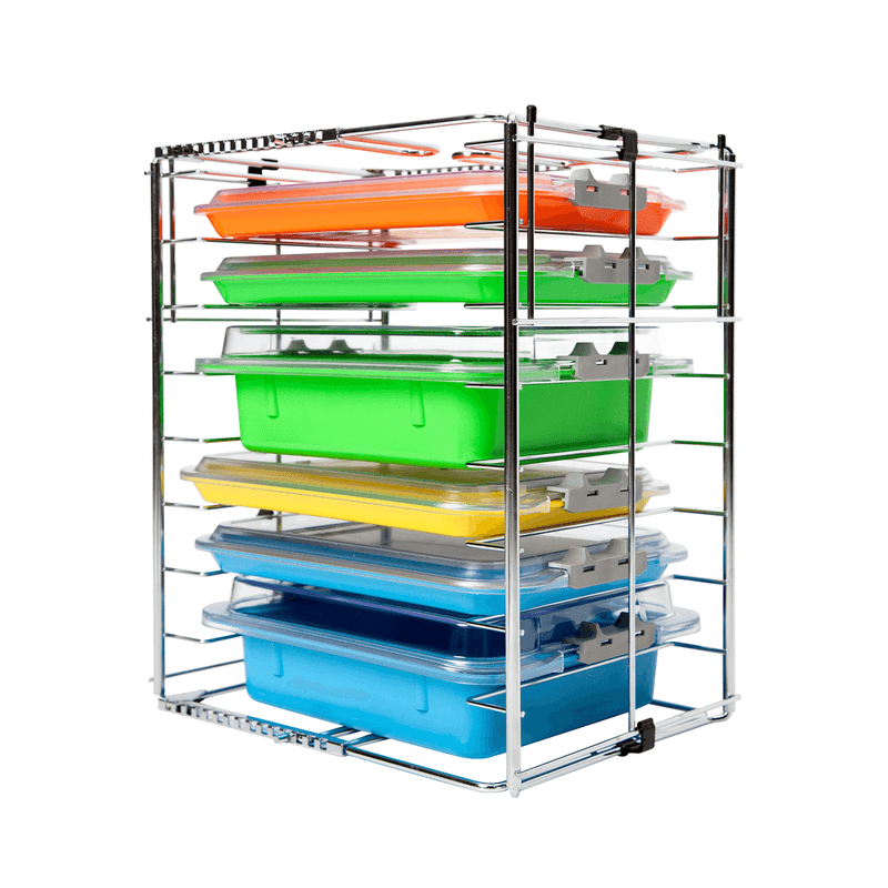 Multi-Mod 8-Place Rack, Can hold 8 trays or 4 tubs with covers, Adjustable | SurgiMac Dental Supply