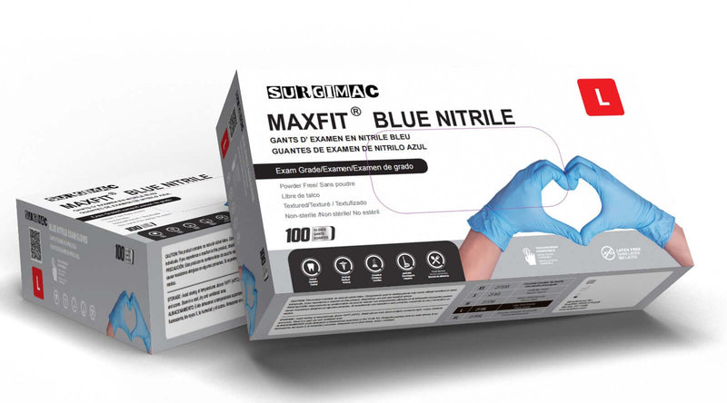 Nitrile Exam Gloves MacFit by SurgiMac | Blue | 300 Count 2318-L
