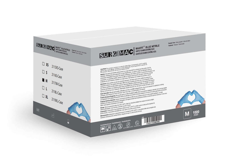 Nitrile Exam Gloves MacFit by SurgiMac | Blue | 300 Count 2317-M-CS