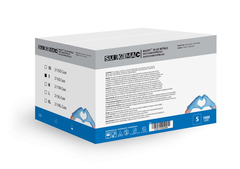 Nitrile Exam Gloves MacFit by SurgiMac | Blue | 300 Count 2316-S-CS