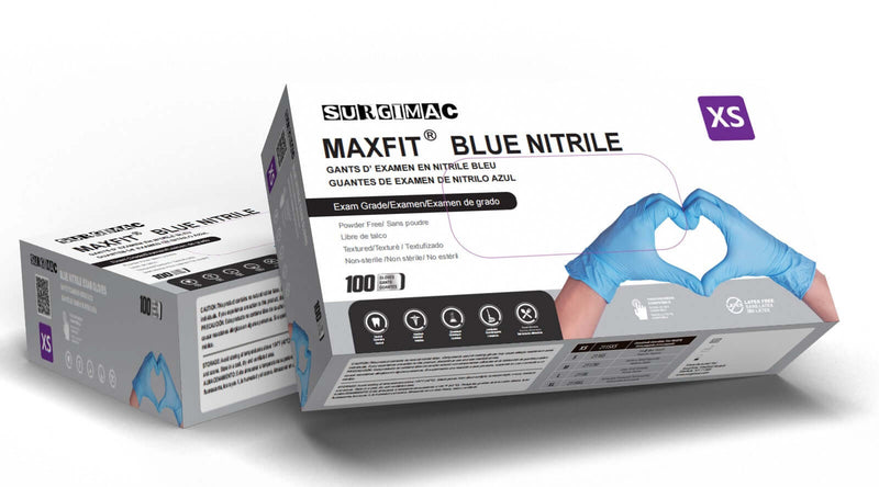 Nitrile Exam Gloves MacFit by SurgiMac | Blue | 300 Count 2315-XS