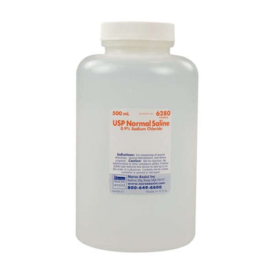 Nurse Assist Irrigation Sodium Chloride Saline 0.9% - 500 ml Bottle