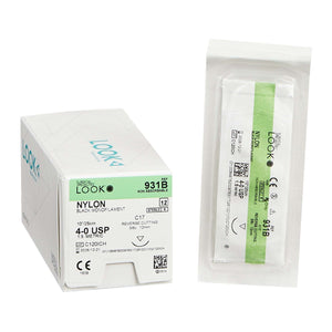 Look Nonabsorbable Suture with Needle LOOK Nylon C17 3/8 Circle Reverse Cutting Needle Size 4 - 0 Monofilament 931B