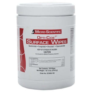Opti-Cide3 Surface Disinfectant Wipes, Large 6" x 10", 100 wipes per can, Case of 6 | SurgiMac Dental Supply