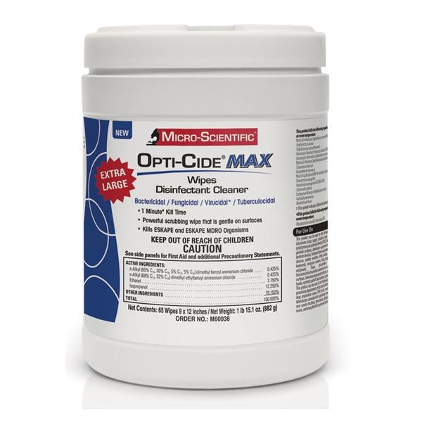 Opti-Cide MAX Disinfectant Cleaner, Extra-Large Wipes, 9