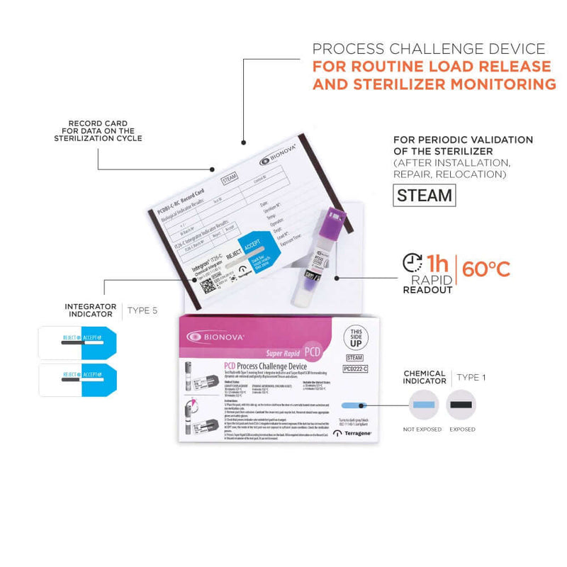 PCD Kit For Steam With BI (1h), IT26-C Integrator Indicator, 25 Bis + 25 PCD/Kt KPCD222-C