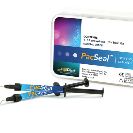 PacSeal Pit & Fissure Sealant 4 x 1.2cc syringes, 20 x brush tips, natural shade