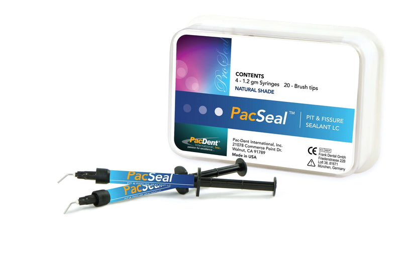 PacSeal Pit & Fissure Sealant 4 x 1.2cc syringes, 20 x brush tips, natural shade | SurgiMac Dental Supply