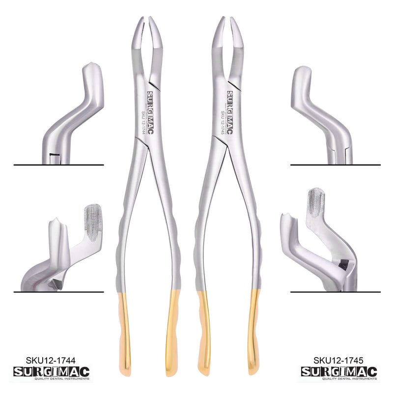 Extracting Forceps #53 (Set of Right and Left) SERRATED Tips by SurgiMac 12-1744 and 12-1745