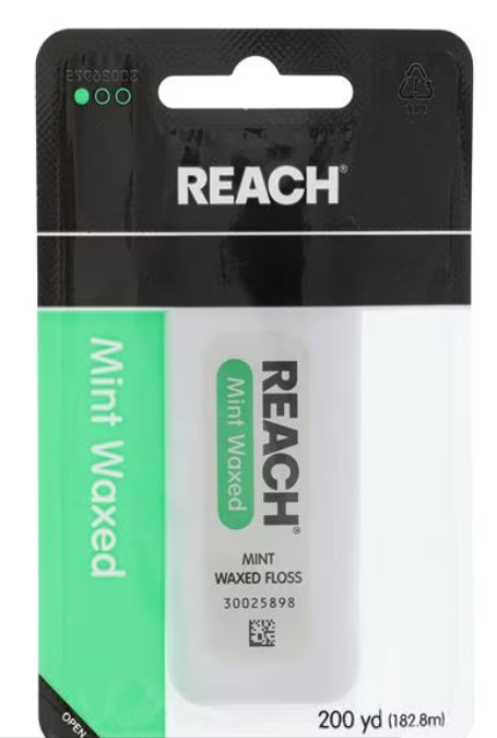 Reach Waxed Mint Floss, 200 yd w/dispenser, 24/cs