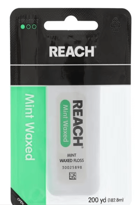 REACH Waxed Mint Floss, 200 yd w/dispenser, 24/cs | SurgiMac Dental Supply