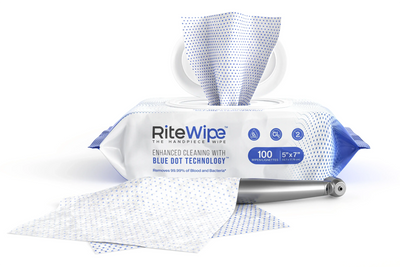 RiteWipe Dental Handpiece Cleaning Wipes 5" x 7", 100 wipes