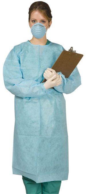 Disposable Tie Back Protective Gowns, Blue, Medium,10/bg SG-1000