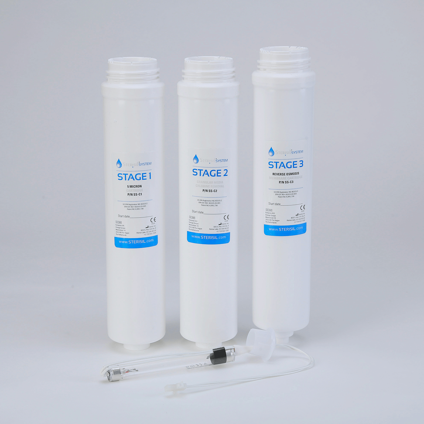 Sterisil G4 Cartridge Replacement Kits Stages 1, 2 & 3 + UV Bulb | SurgiMac Dental Supply