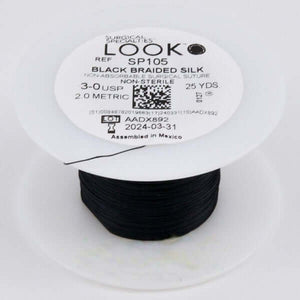 Nonabsorbable Suture without Needle LOOK Silk Braided Size 3-0 SP105