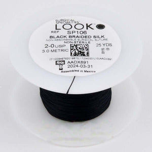 Nonabsorbable Suture without Needle LOOK Silk Braided Size 2-0 SP106