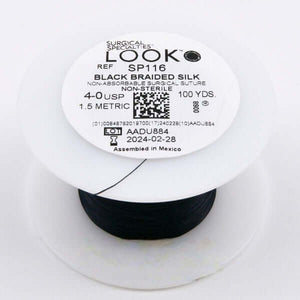 Nonabsorbable Suture without Needle LOOK Silk Braided Size 4-0 SP116