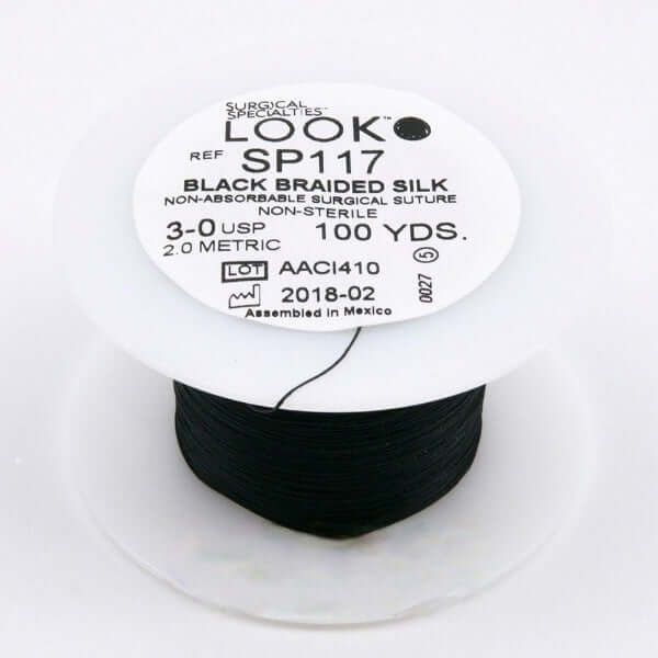 Nonabsorbable Suture without Needle LOOK Silk Braided Size 3-0 SP117