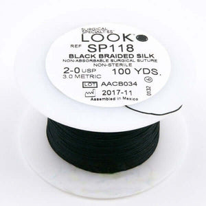 Nonabsorbable Suture without Needle LOOK Silk Braided Size 2-0 SP118