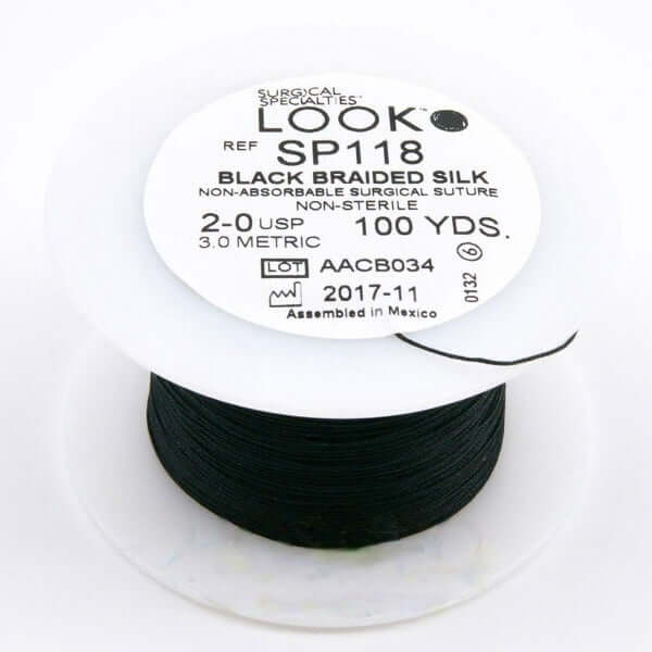 Nonabsorbable Suture without Needle LOOK Silk Braided Size 2-0 SP118