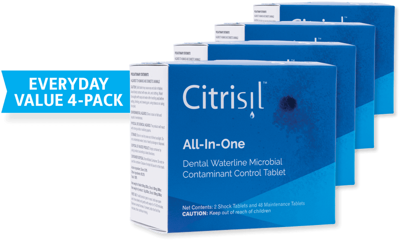 Citrisil Waterline Maintenance Tablets White - 4 Pack - .70-1L Bottles | SurgiMac Dental Supply