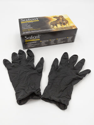 Safari Black Latex Powder Free Textured Exam Gloves SFR 87325-B-LTX-PF-2