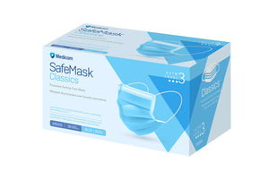SafeMask Classic Face Mask ASTM Level 3 Procedure Earloop, BFE/PFE ≥ 98%, 50/Bx