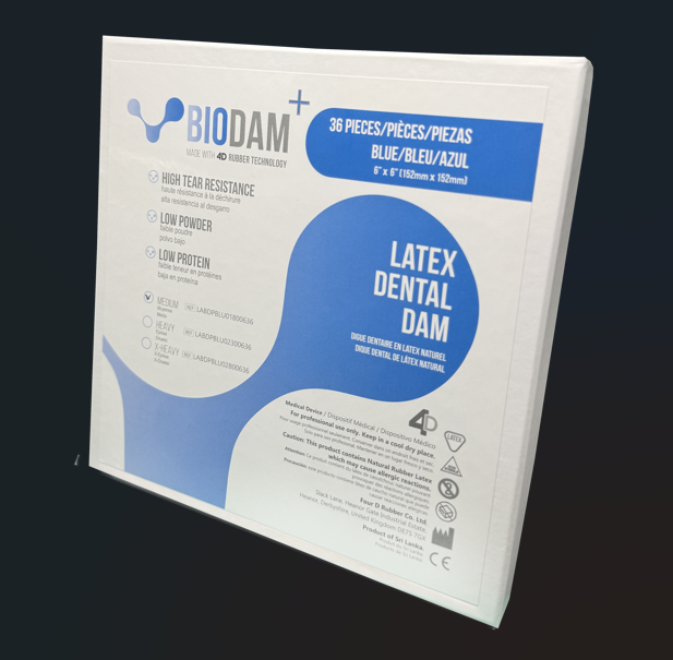 Biodam 6”x 6“ Latex Dental Dam Package of 36
